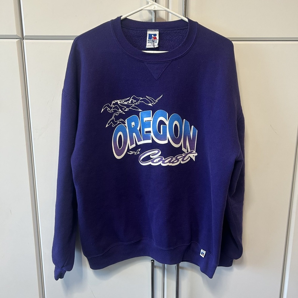 Vintage Russell Athletic Oregon Coast Sweatshirt Purple XL Made in USA 90s Crew
